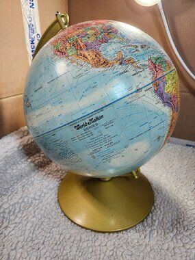 World Nation Series Globe 10 Inch Tabletop Vintage Political Blue Metal Base
